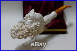 Vintage Double Smoker Men Meerschaum Tobacco Pipe Handmade Double Waxed WithCase