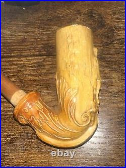 Vintage Hand Carved Wooden Tobacco Pipe Roman Or Greek Soldier