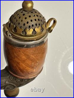 Vintage Handmade 3-pc Swiss Tobacco Pipe with Hinged Lid Wooden Body (Never Used)