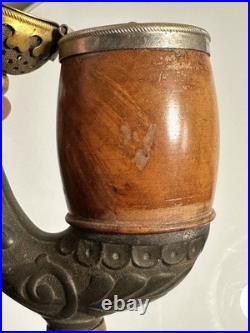 Vintage Handmade 3-pc Swiss Tobacco Pipe with Hinged Lid Wooden Body (Never Used)