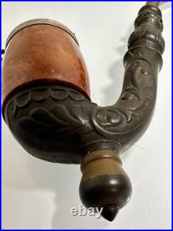 Vintage Handmade 3-pc Swiss Tobacco Pipe with Hinged Lid Wooden Body (Never Used)