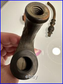 Vintage Handmade 3-pc Swiss Tobacco Pipe with Hinged Lid Wooden Body (Never Used)