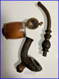 Vintage Handmade 3-pc Swiss Tobacco Pipe with Hinged Lid Wooden Body (Never Used)