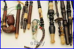 Vintage Lot of 39 Tyrolean Porcelain Unused Tobacco Pipes Parts Unsmoked