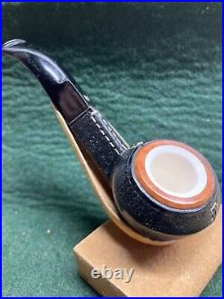 Vintage NOS MEDICO MEERSCHAUM BOW #77 BENT SMOKING PIPE WithGENUINE DARK Leather