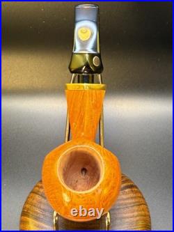 Vintage NOS Unsmoked Mastro De Paja Bent Panel 3B + One Sun Tobacco pipe