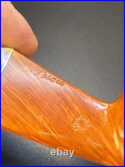 Vintage NOS Unsmoked Mastro De Paja Bent Panel 3B + One Sun Tobacco pipe