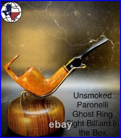 Vintage Unsmoked Paronelli Ghost Ring Sight Billiard Tobacco Pipe In The Box