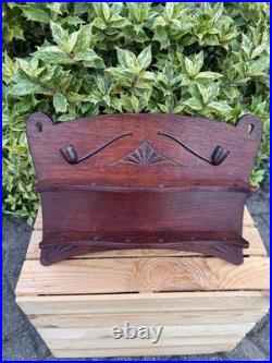Vintage Wooden Pipe Rack, Wall Mount Tobacco Stand, 12-Slot Holder, Carved Wood