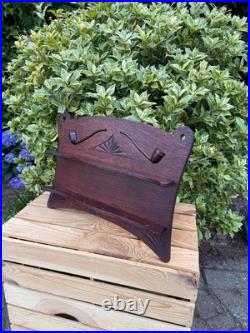 Vintage Wooden Pipe Rack, Wall Mount Tobacco Stand, 12-Slot Holder, Carved Wood