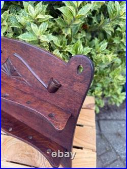 Vintage Wooden Pipe Rack, Wall Mount Tobacco Stand, 12-Slot Holder, Carved Wood