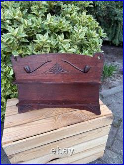 Vintage Wooden Pipe Rack, Wall Mount Tobacco Stand, 12-Slot Holder, Carved Wood