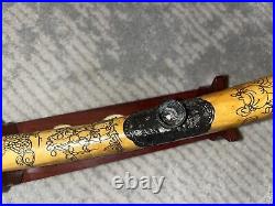 Vintage intricate Carved Chinese Artwork Smoking Pipe with Stand
