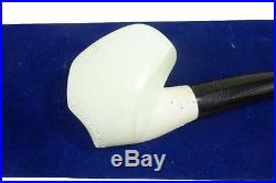 Volcano Shape Meerschaum Pipe Hand Carved With Case White-ish Tobacco Pipe