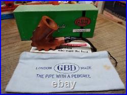 Vtg NOS GBD Virgin #1A Unique Bent Smoking Tobacco Pipe London Papers Box Mint