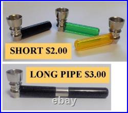 WHOLESALE LOT OF 30 Metal Smoking Pipes6 each of 5 styles+20 caps + 50 screens
