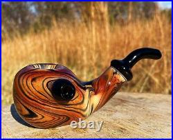 Walnut Woodgrain Classic Styled Glass Stand Up Blowfish Pipe