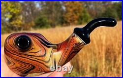 Walnut Woodgrain Classic Styled Glass Stand Up Blowfish Pipe