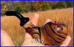 Walnut Woodgrain Classic Styled Glass Stand Up Blowfish Pipe