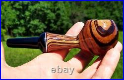 Walnut Woodgrain Classic Styled Glass Tobacco Apple Pipe