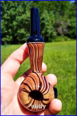 Walnut Woodgrain Classic Styled Glass Tobacco Apple Pipe