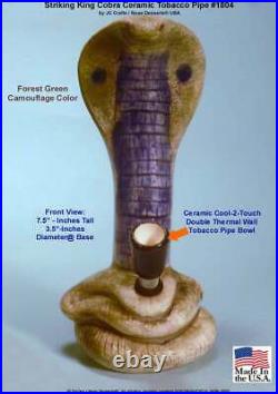 Water Filter Pipe Bong Ceramic Smoking Hookah Cobra Snake Design #1804 Made USA