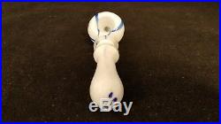 White withBlue Streak TOBACCO Smoking Pipe Herb bowl Glass Hand Pipes