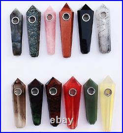 Wholesale! Many kinds Natural Stone Healing Quartz Crystal Smoking Pipes