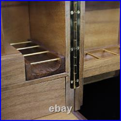 Wooden Smoking Pipe Cabinet Rack Holder Display for 18 Tobacco Pipe with Humidor