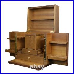 Wooden Smoking Pipe Cabinet Rack Holder Display for 18 Tobacco Pipe with Humidor