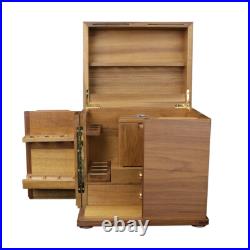 Wooden Smoking Pipe Cabinet Rack Holder Display for 18 Tobacco Pipe with Humidor