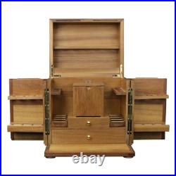 Wooden Smoking Pipe Cabinet Rack Holder Display for 18 Tobacco Pipe with Humidor