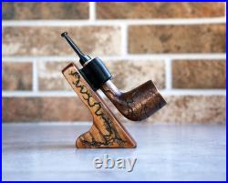 Wooden Tobacco Pipe Set Unique Pear Wood Smoking Pipe with Stand
