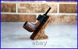 Wooden Tobacco Pipe Set Unique Pear Wood Smoking Pipe with Stand