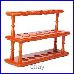 Wooden Tobacco Pipe Stand Rack 2 Level Pipe Holder For 12 Long Smoking Pipes