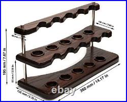 Wooden Tobacco Pipe Stand Rack Case Display Holder for 10 Smoking Pipes Hand Car