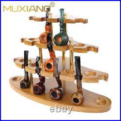 Wooden Tobacco Pipe Stand Rack Holder Display for 15 Smoking Pipes Collection