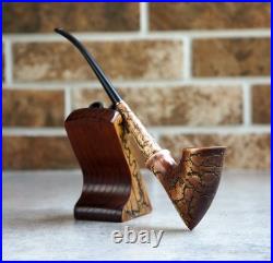 Wooden Tobacco Pipe With Stand, Tomahawk Smoking Pipe, Long Stem Pear Wood Pipe