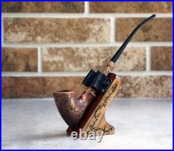 Wooden Tobacco Pipe With Stand, Tomahawk Smoking Pipe, Long Stem Pear Wood Pipe