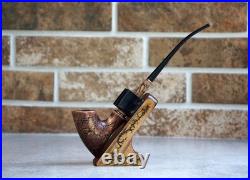 Wooden Tobacco Pipe With Stand, Tomahawk Smoking Pipe, Long Stem Pear Wood Pipe