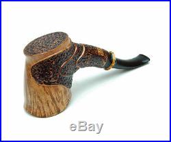 Wooden Tobacco Smoking Pipes Carved (3 Layers Rusticated Shank w Single Groove)