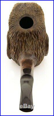 Wooden tobacco smoking pipe hand carved Mammoth head from pear wood