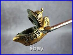 Yellow submarine Metal Pipe, Bronze-Copper Smoking set, Spoon and Cleaning Tool