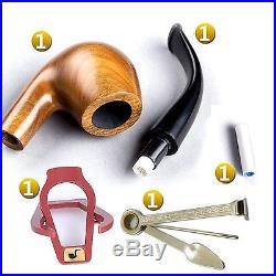Ylyycc green sandalwood bent smoking tobacco pipe with filter element + 3 in